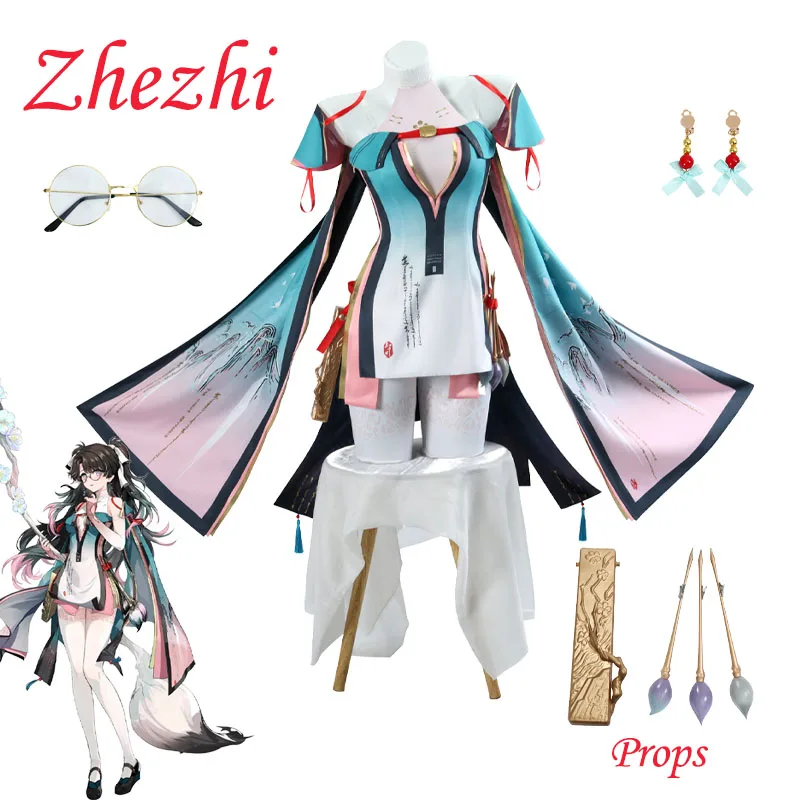 Wuthering Waves Zhezhi Cosplay Costume Chinese Style Sexy Dress Accessories Props Halloween Carnival Party for Women Girls