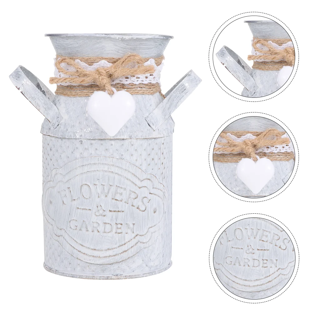 

Flower Vase Bucket Metal Pot Galvanized Rustic Vintage Planter Farmhouse Can Iron Jug Pitcher Pots Holder Decorative Organizer