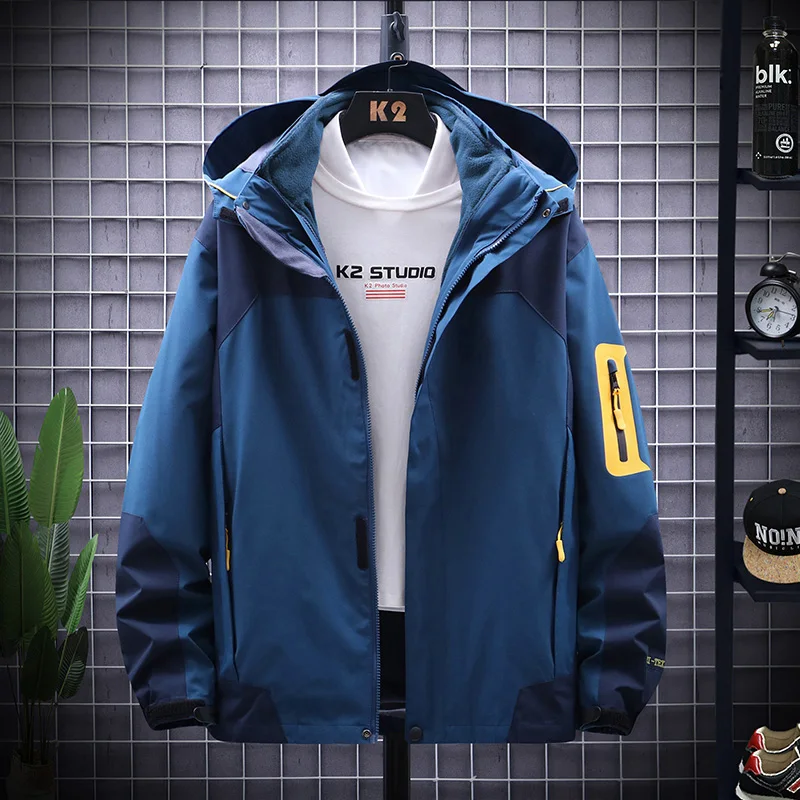 

Winter Thermal 3 in 1 Waterproof Skiing Jacket Men Hiking Mountaineering Fleece Hooded Coats Trekking Casual Parkas Warm Clothes