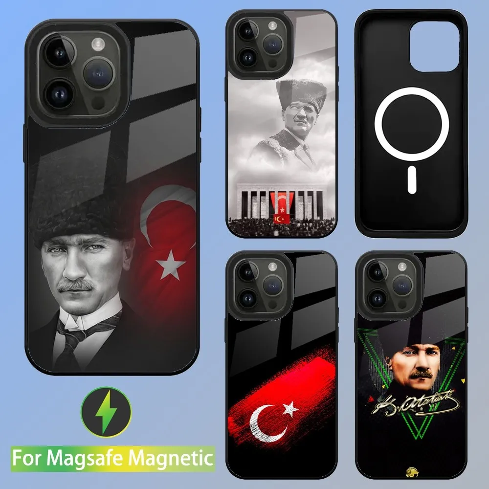 Турецкий Mustafa Kemal Ataturk чехол для телефона iPhone 15 14 13 12 11 Plus Pro Max Mini Magsafe Магнитная