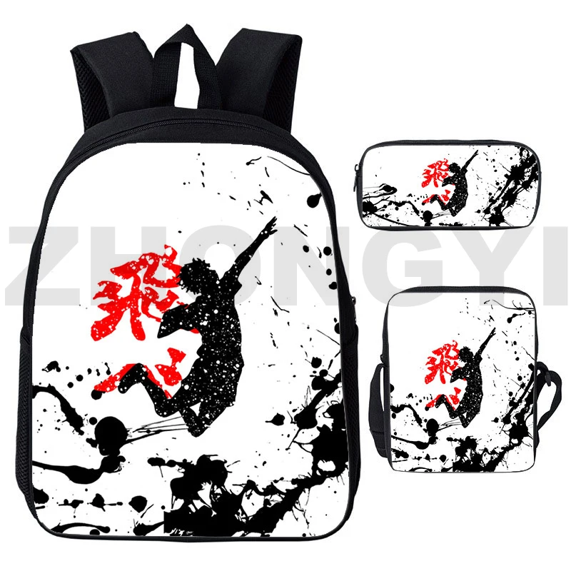 Японский комплект 3 в 1 с 3d-рюкзаком Haikyuu, аниме 16 дюймов, сумка для книг, рюкзаки для школы, сумки для девочек-подростков, карасуно