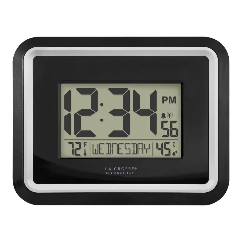 

Black Modern Atomic Digital Clock with Temp and Calendar, BBB84022