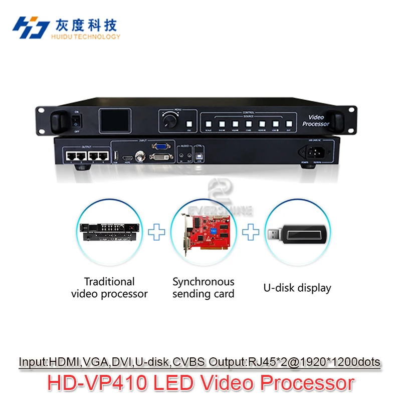 Контроллер Huidu 3-в-1 HD-VP410 Поддержка дисплея U-диска Многоканальный вход