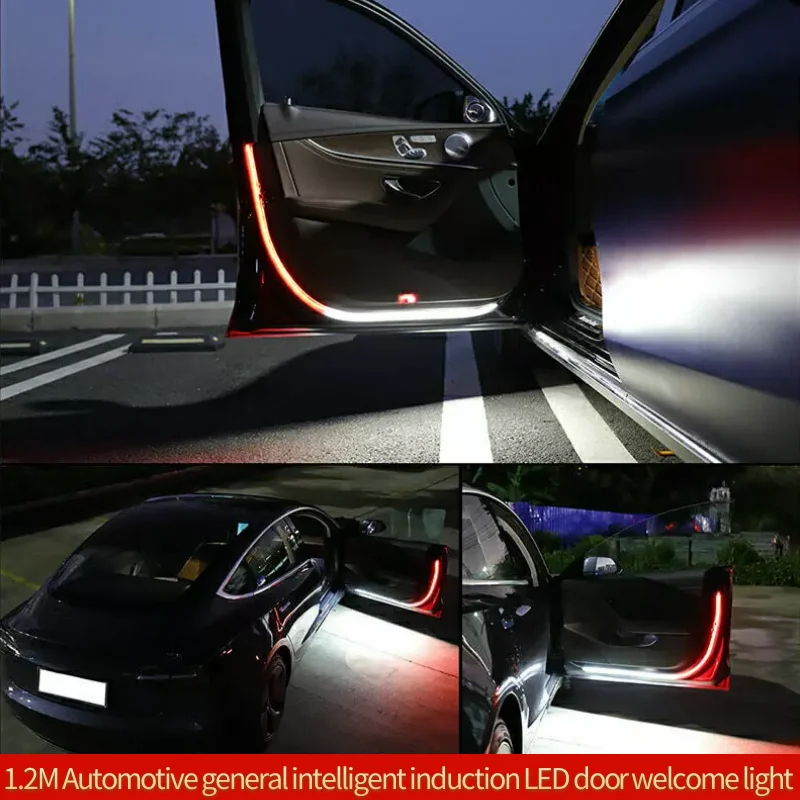 

LED Car Door Welcome Light Safety Warning Streamer Lamp Strip 120cm Waterproof Auto Decorative Ambient Lights