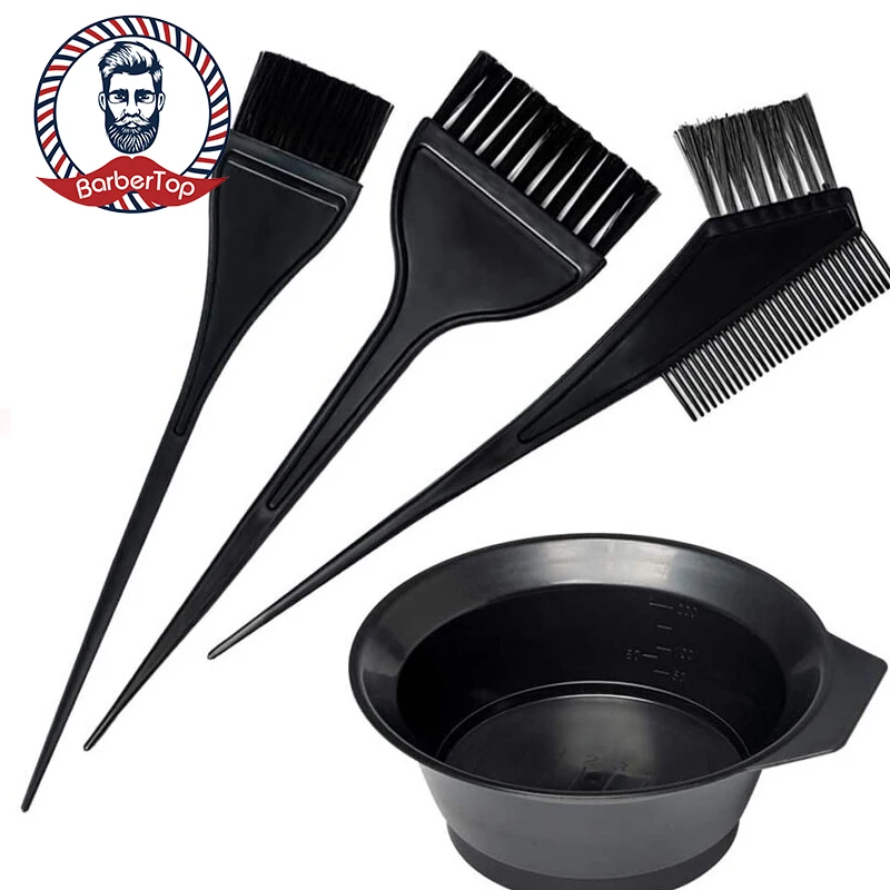 

4pcs Hair Color Dye Bowl Comb Brushes Tool Sets Barbershop Tint Coloring Twin Headed Brushes Salon Hairdressing Styling