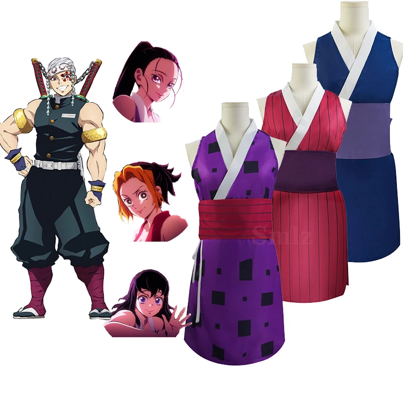 

Anime Season 2 Demon Slayer Uzui Tengen Cosplay Costume Wives Suma Hinatsuru Makio Uniform Dress Entertainment District Arc