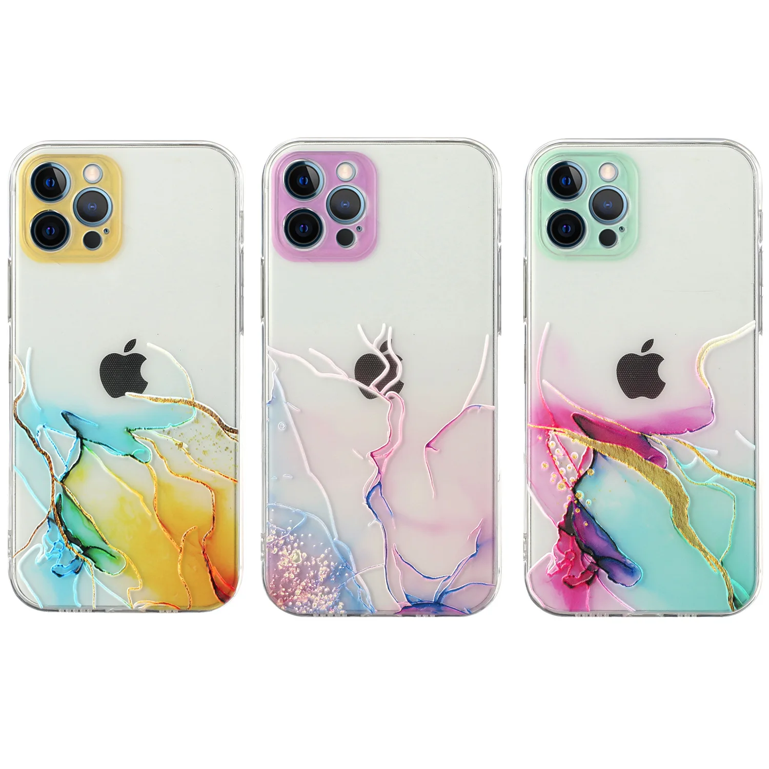 14PLUS Colorful Marble Clear Soft Cover For iPhone 14 Pro Max 13 12 Mini 11 X XR XS 7 8 Plus 6 6S Watercolor Painting Phone Case