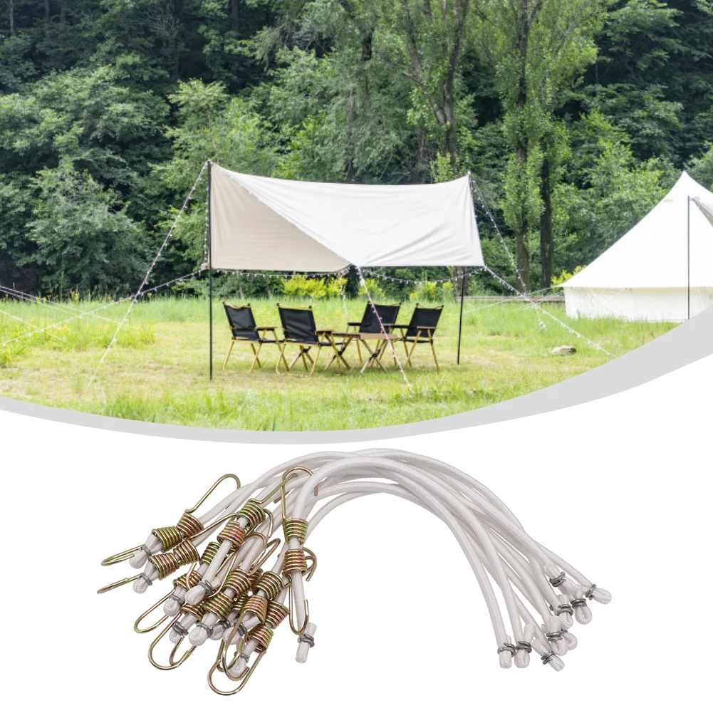 

10pcs Elastic Bungee Cord Heavy Duty Luggage Straps Rope Hooks 25-30cm Stretch Tie Tent Outdoor Accessories