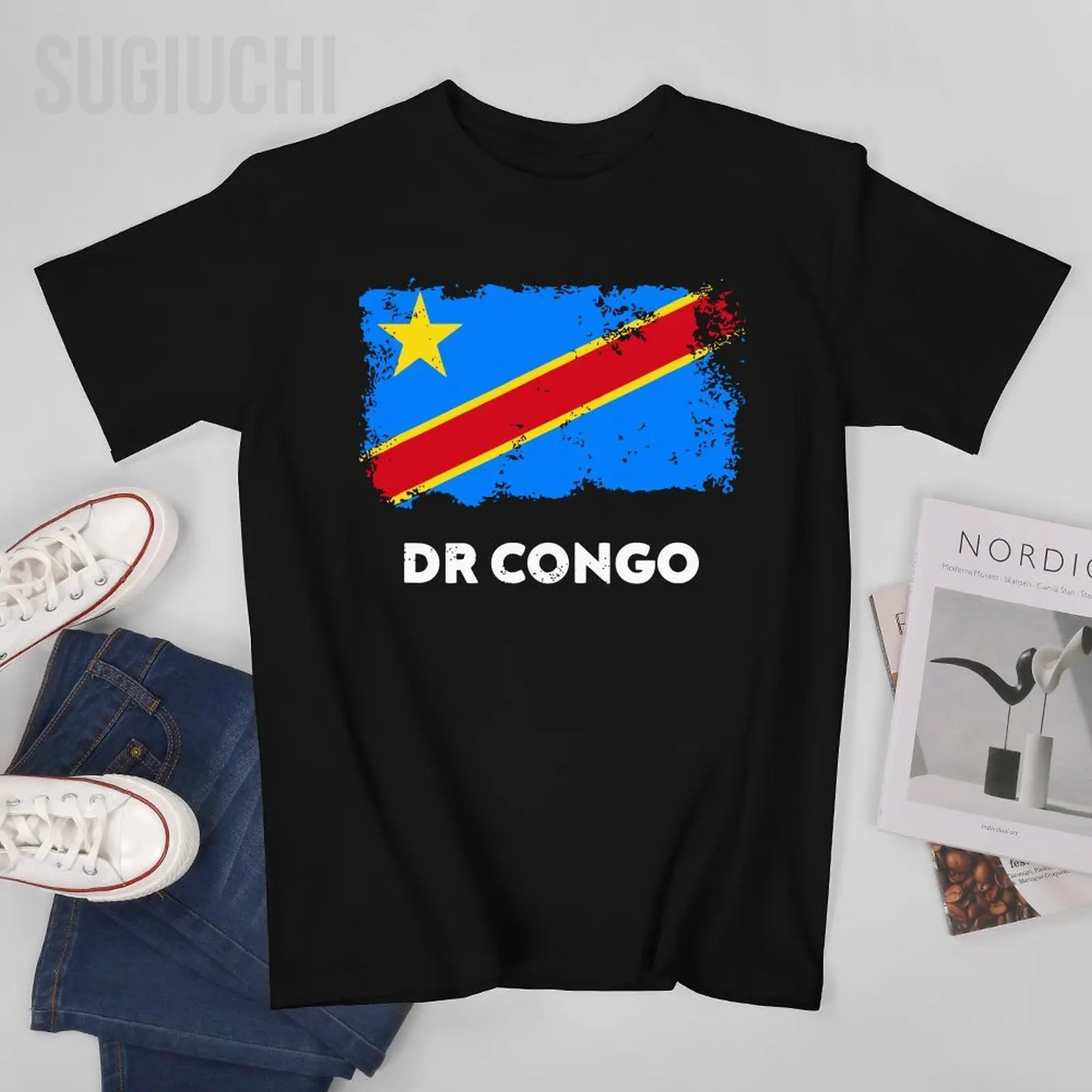 Футболка унисекс, хлопковая тенниска с круглым вырезом, с надписью DR Конго, с флагом Демократической Республики Конго, ранее Заир Футболка унисекс, хлопковая тенниска с круглым вырезом, с надписью DR Конго, с флагом Демократической Республики Конго, ранее Заир