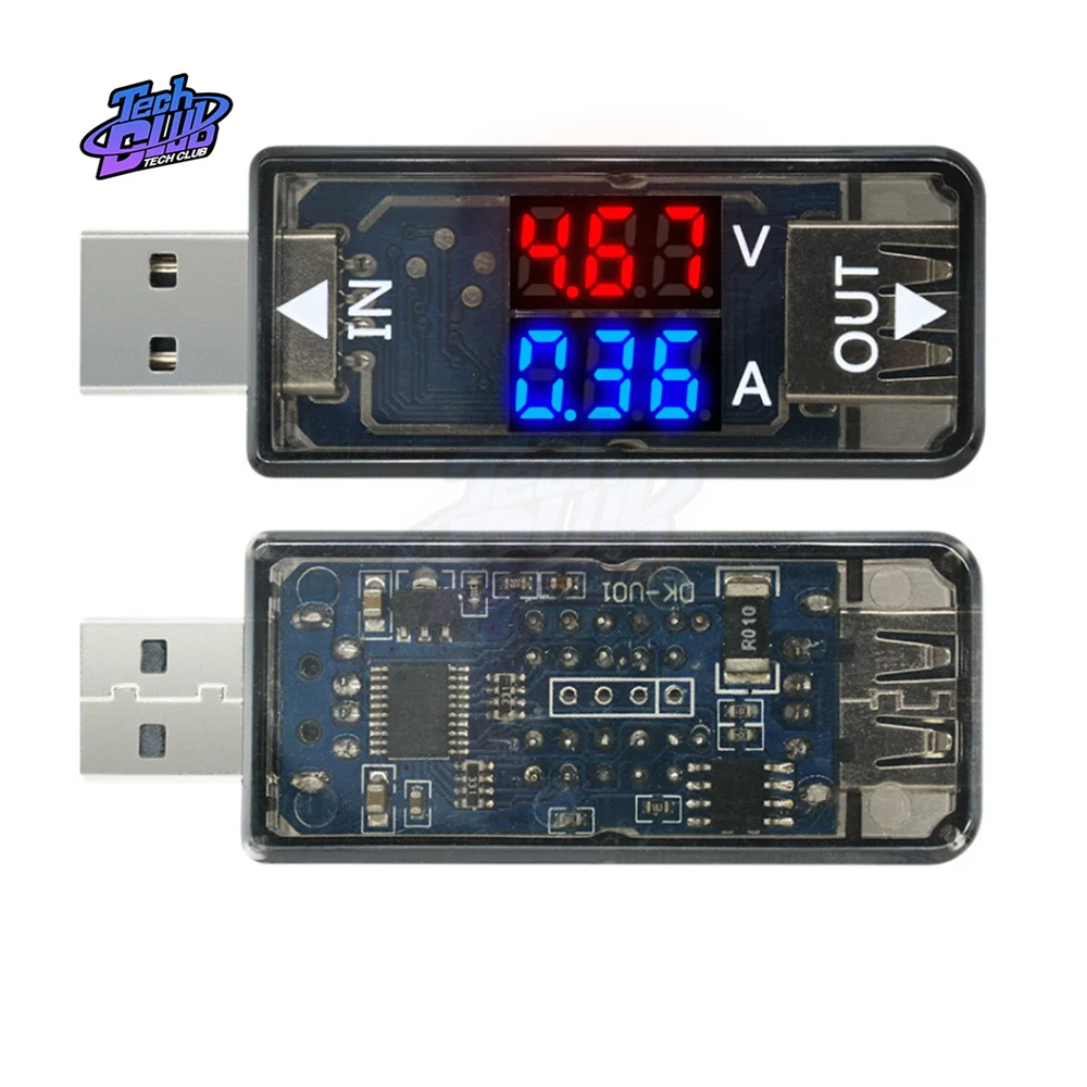 

DC USB Voltage And Current Led Dual Display Meter Digital Display Voltmeter DC3 2-10V Ammeter 0-3A for Electrical Tool