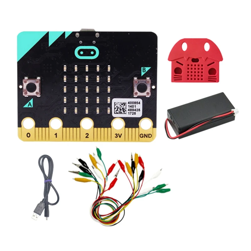 

Набор для начинающих BBC Microbit Go, программируемая обучающая макетная плата с защитным чехлом + зажимы типа «крокодил», набор тестовых выводов