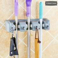 345 position mop holder wall mounted broom brush hook multifunction broomstick storage rack bathroom organizer rangement