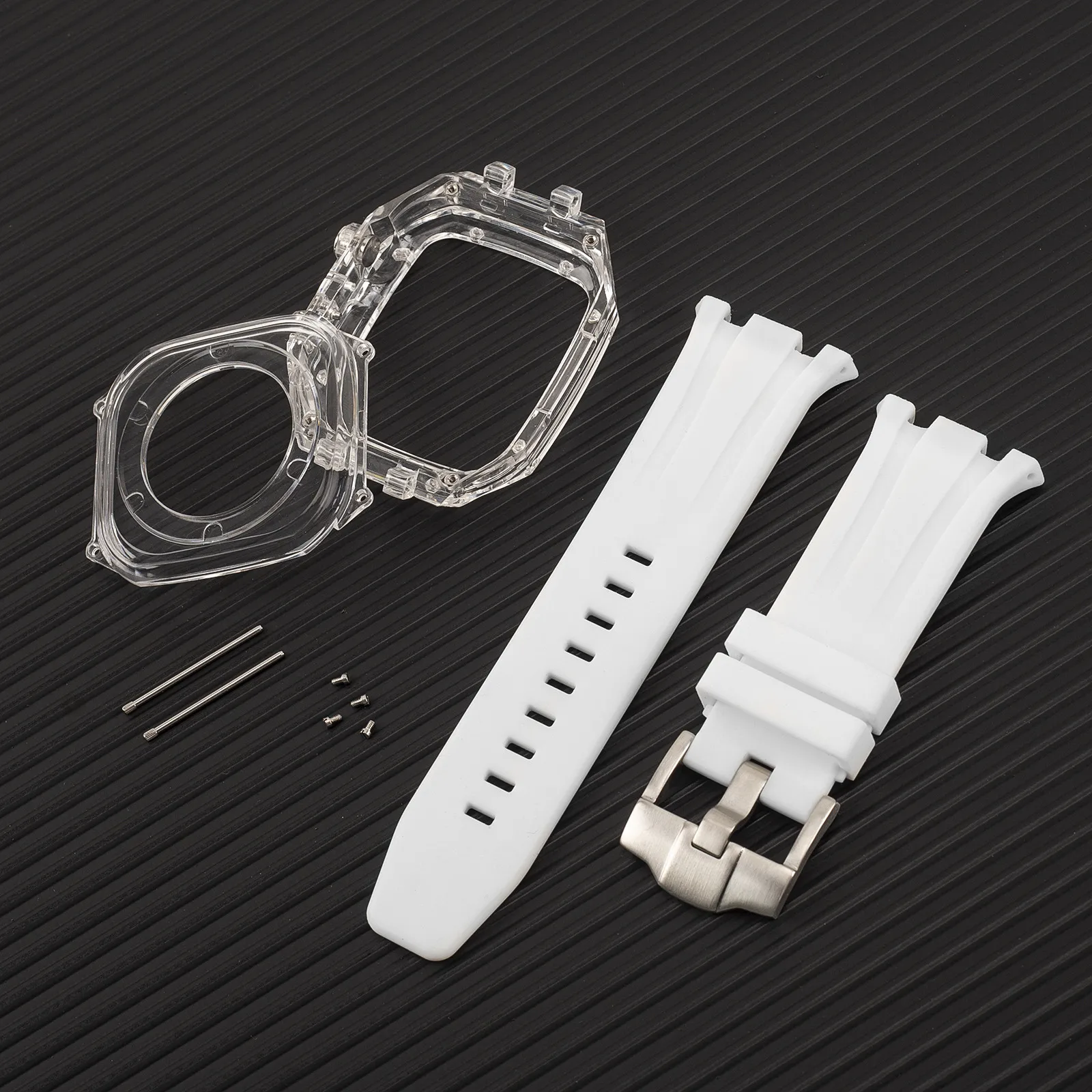Modification Kit 45mm 44mm Band for Apple Watch Series 8 7 6 5 4 SE Transparent Case IWatch Refit Rubber Sport Silicone Strap