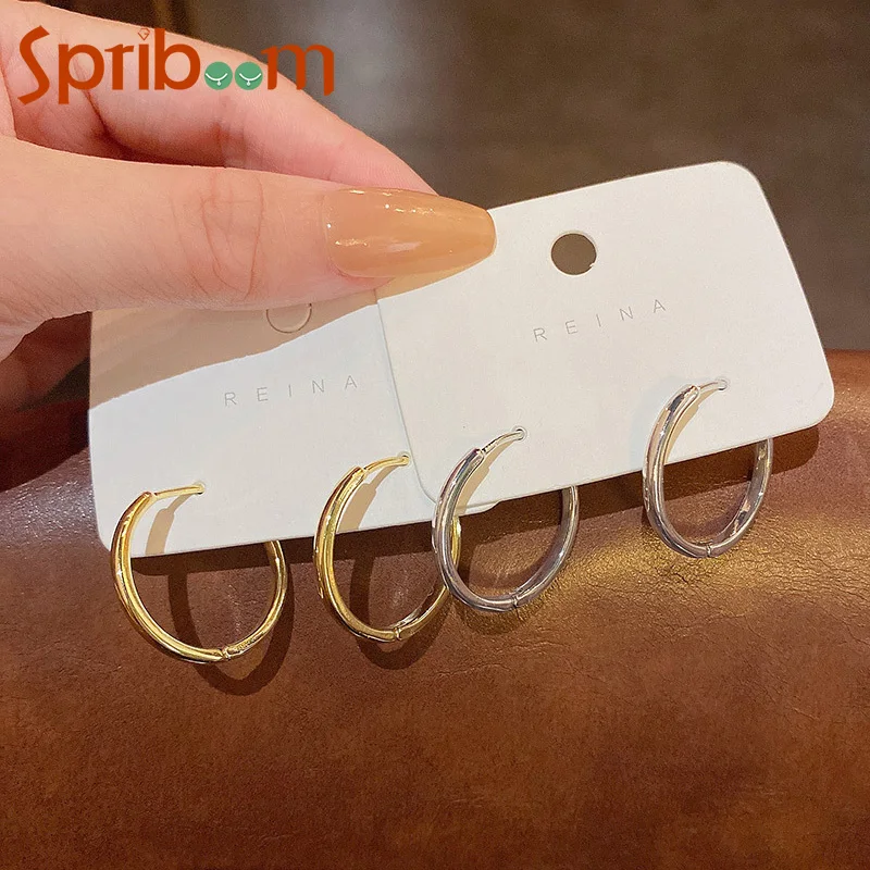 Simple Circle Hoop Earrings for Women Gold Silver Color Hip Hop Round Earring Fashion Jewelry Female Party Kpop Accessories