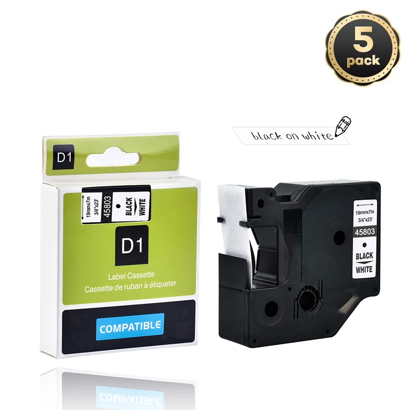 5 шт. магнитная лента D1 19 мм 45803 45806 45808 45809 45811 45813 45814 для принтера dymo label manager LM 160 210D