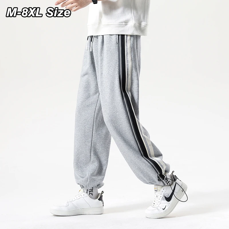 

M-8XL Spring Men's Sweatpants Large Size Gym Running Jogging Pants Baggy Comfortable Elastic Waist Casual Trousers Outdoor Youth