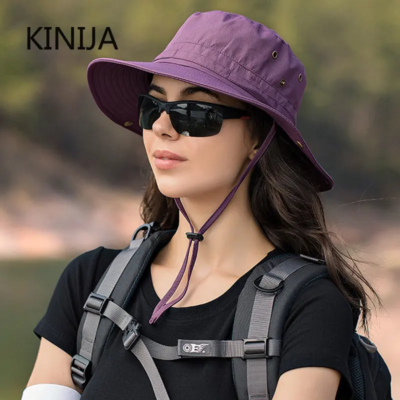 Women Bucket Hat Foldable Solid Color Light Hiking Hat Men Waterproof Outdoor Camping Fishing Cap Couple Anti-UV Sun Cap