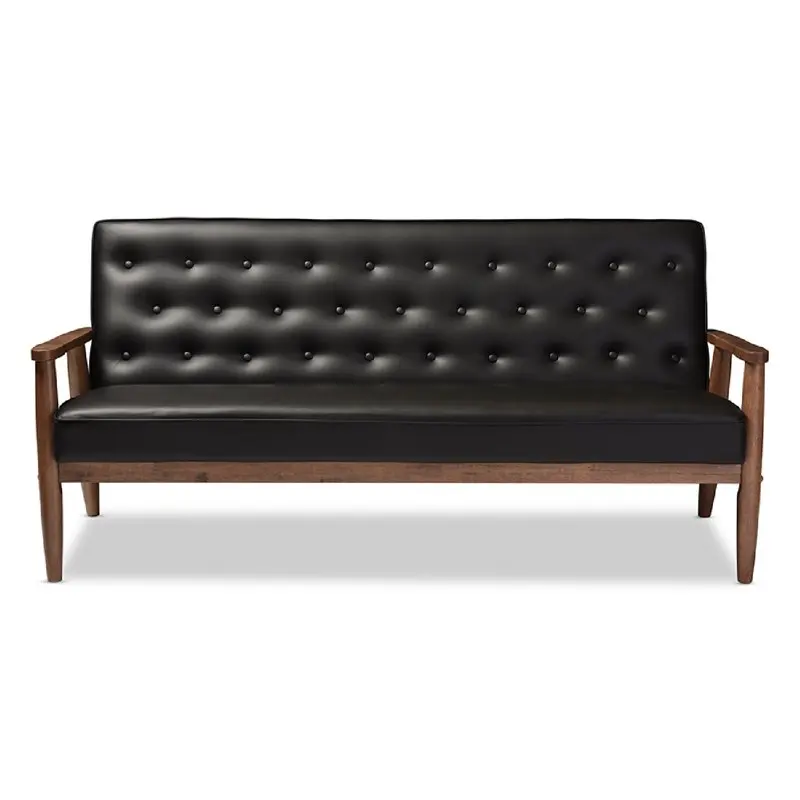 

Sorrento Mid- Retro черный диван из искусственной кожи