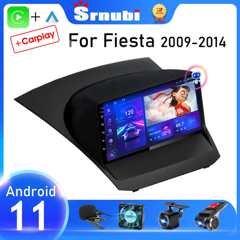 Srnubi Android 11.0 Car Radio For Ford Fiesta 2009-2017 Multimedia Video Player 2Din 4G WIFI GPS Navigation Carplay Head unit