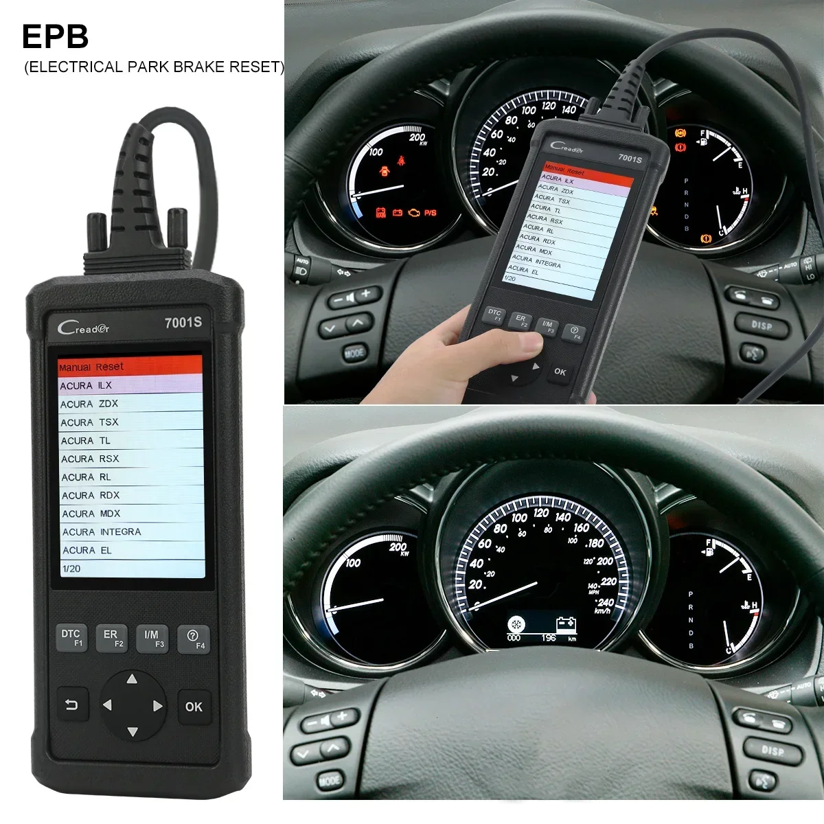 Launch X431 OBDII Creader 7001S с EPB/сброс масла полные функции OBD2 ABS/SRS