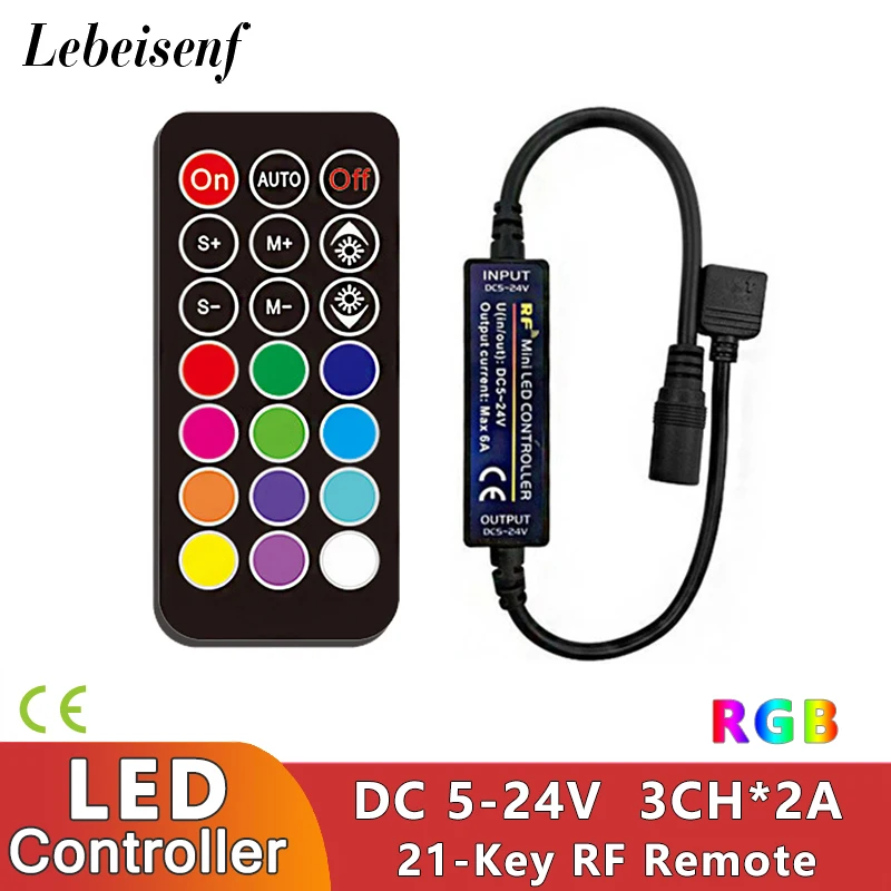 

RF Mini LED Control ler 6A DC5-24V 21 клавиша беспроводной пульт дистанционного управления RGB диммер для светодисветильник цветная полоса Строка лампы