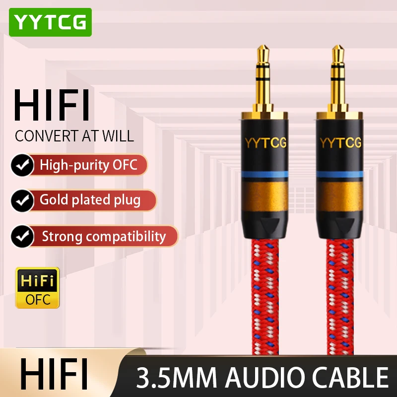 

YYTCG HIFI 3.5mm to 3.5mm Audio Cable For Headphone Iphone Phone Car Speaker Auxiliary Cable Cord Mini Jack Stereo Aux Cable