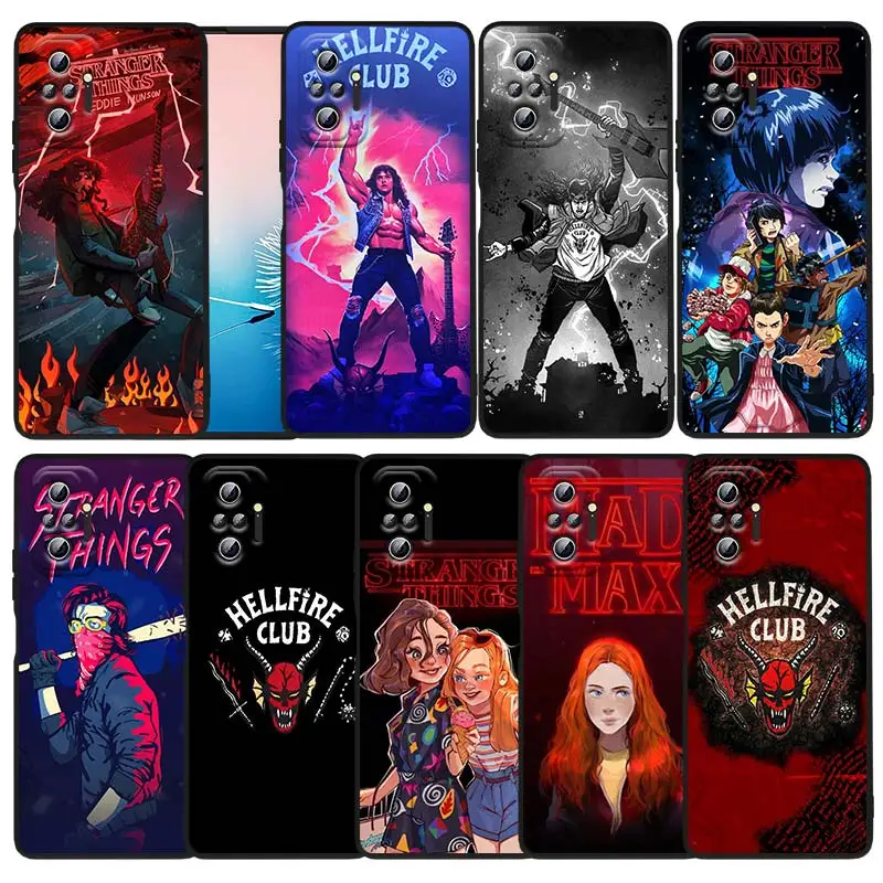 

Stranger Things Luxury Anime Phone Case For Xiaomi Redmi Note 12 11E 11S 11 11T 10 10S 9 9T 9S 8 8T Pro Plus 5G Black Soft Cover