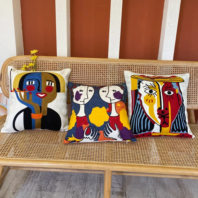 

New embroidered abstract pillow cover Picasso decorative pillow cover
