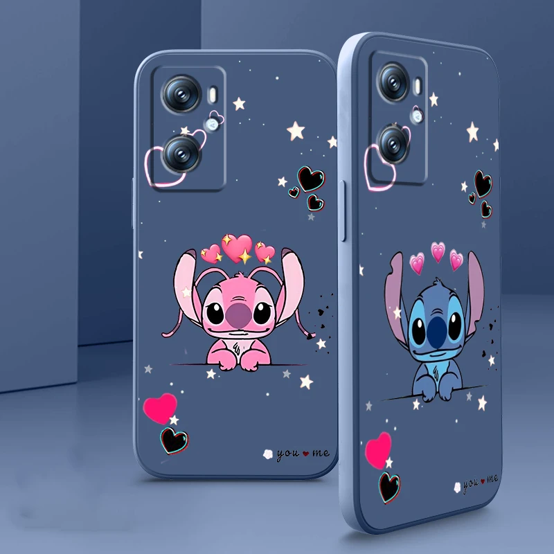 

Disney Stitch Anime Cute Art Phone Case For OPPO Find X5 X3 F21 Lite A96 A94 A93 A77 A76 A74 A72 A57 A53S A16 A9 5G Liquid Rope