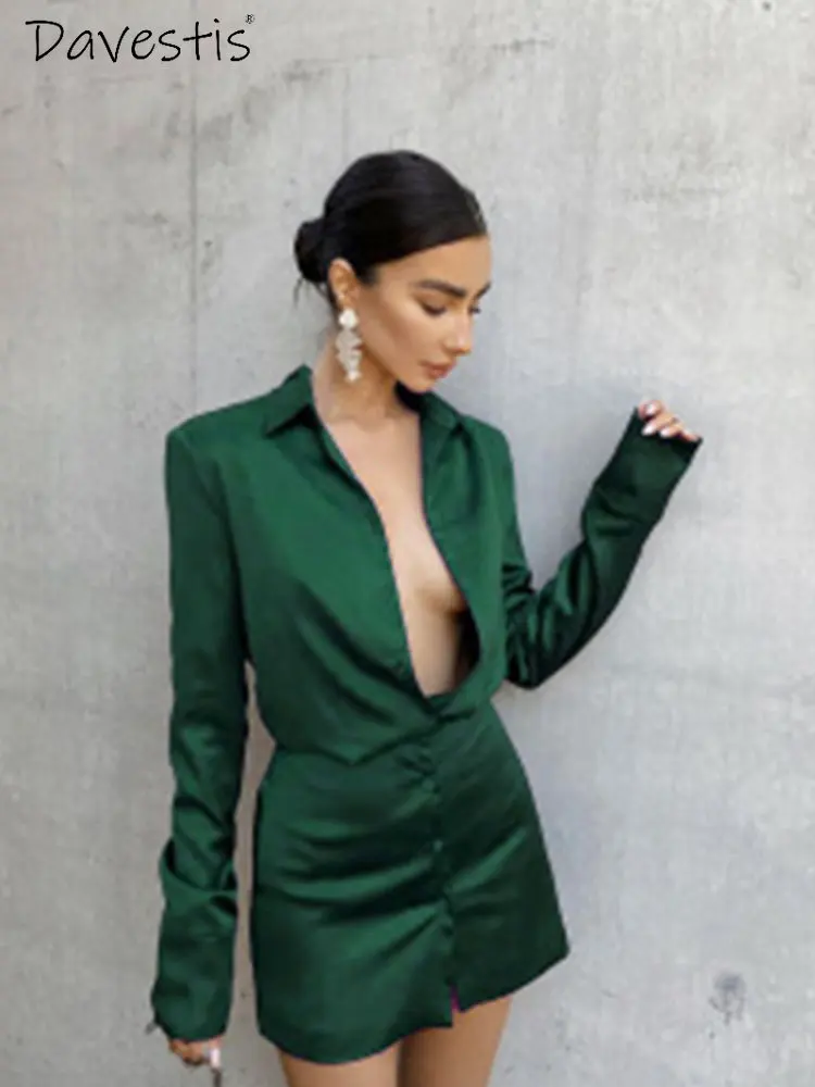 

Женское платье-рубашка с длинным рукавом, приталенное платье-рубашка с длинными рукавами и наплечниками, платье-поло для поездок на работу, ...