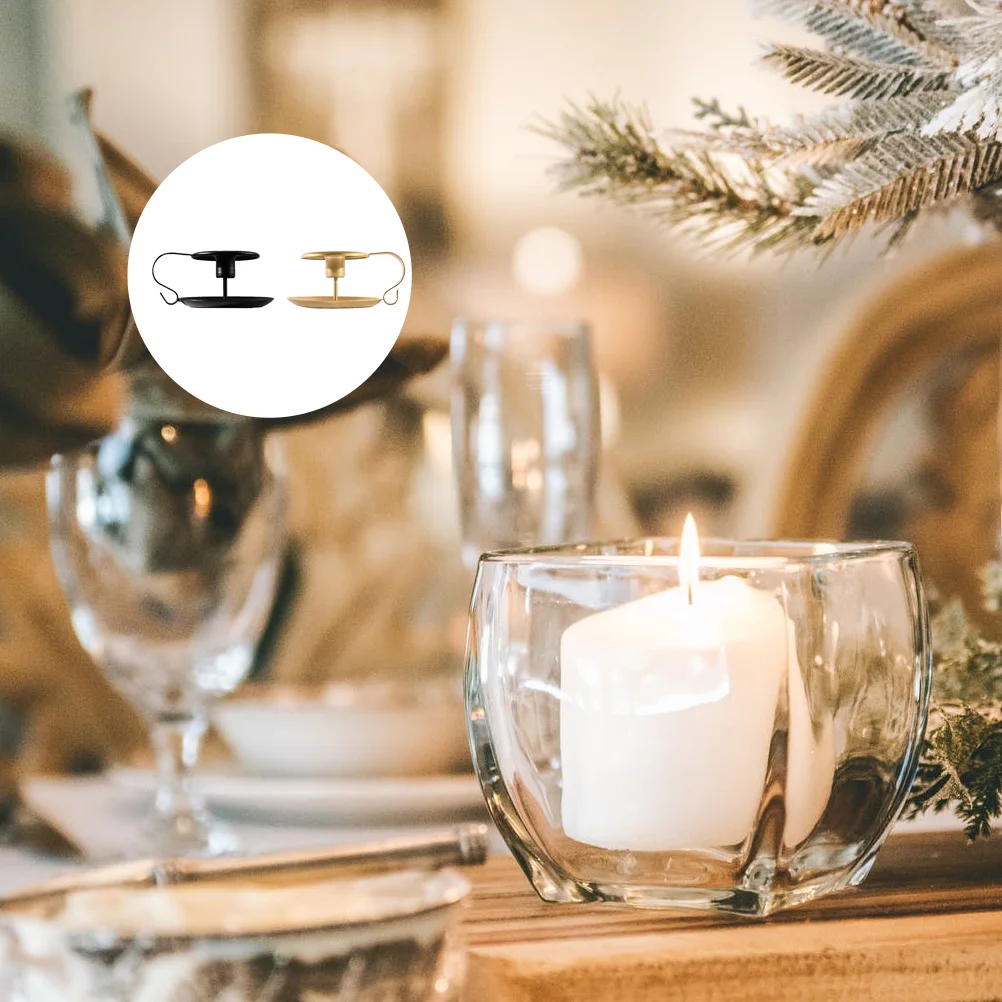 

2Pcs Elegance Candle Holder Gold Candlestick Desktop Iron Candle Holder for Home