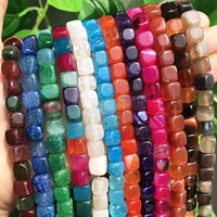 8mm natural dragon veins agates stone beads square cube loose spacer beads for jewelry needlework diy bracelet accessories 15
