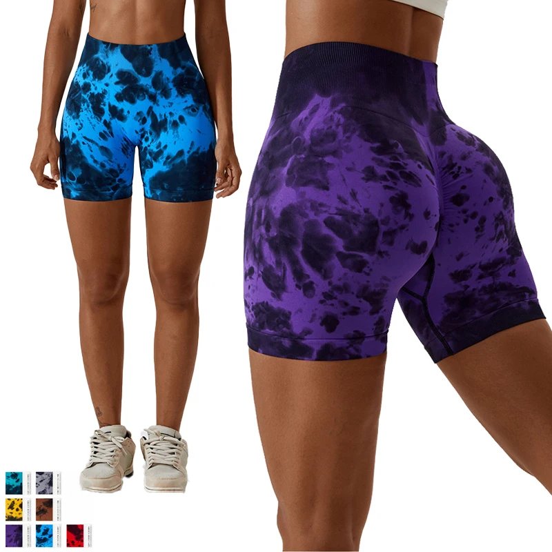 

Women Yoga Leggings Seamless Tie Dye Gym Shorts High Waist Stretch Sports Casual Pants Women Workout Running Fitness Trousers