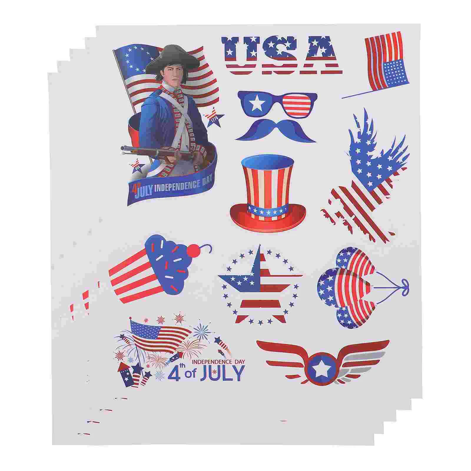 

10 Sheets Sticker Independence Day Laptop Stickers Skateboard Adhesive Windows Scrapbook Celebrity Decorative