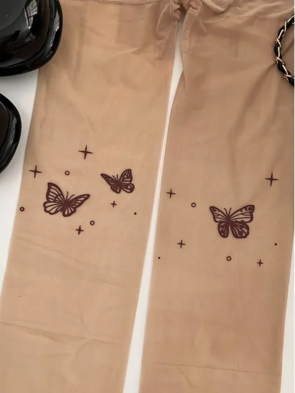 Новинка пикантные колготки с принтом бабочки тонкая версия 2024 новые