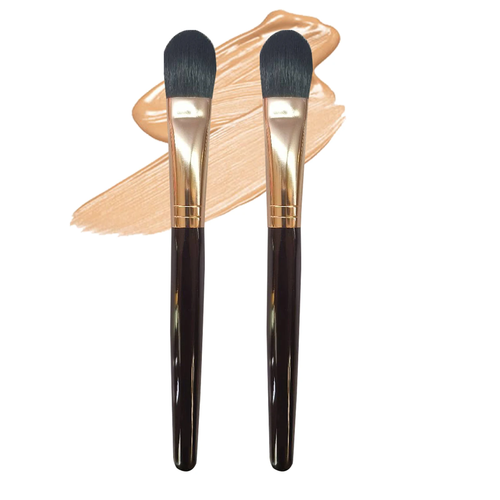 

2pcs Blush Wood Handle Face Gift Home Multifunctional Foundation Brush Concealer Synthetic Fiber For Liquid Makeup Lightweight