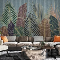 custom 3d wall mural luxury tropical plant leaves golden embossed lines bedroom background wall mural papel de parede fresco