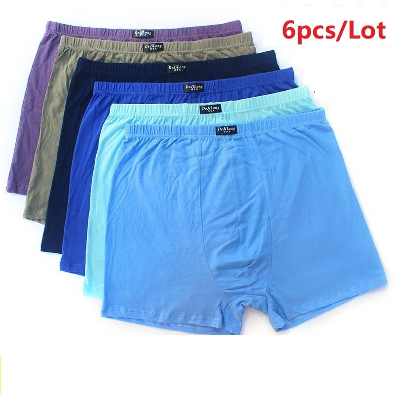 

High 5XL 6pcs/Lot 6XL waist 100%Cotton Underpants Men'S Boxers Underwear Men LooseFour Shorts Boxers Shorts Breathable Solid