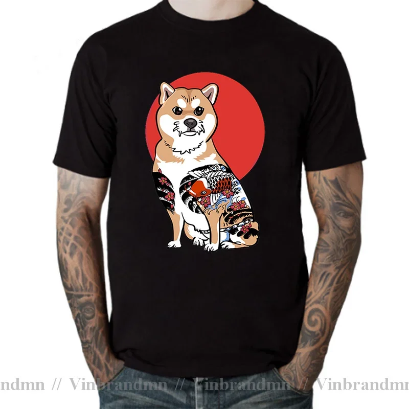 Японское аниме Шиба-ину Собака Акита Самурай Футболка Мультфильм Воин Улыбка Doge