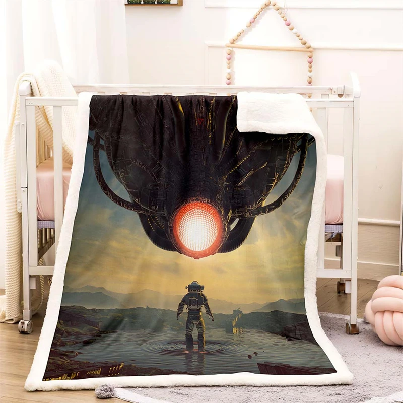 

Spacecraft Winter Home Blanket Thick Warm Winter Bed Blankets Office Nap Shawl Sofa Cover Fluffy Bedspread On The Bed