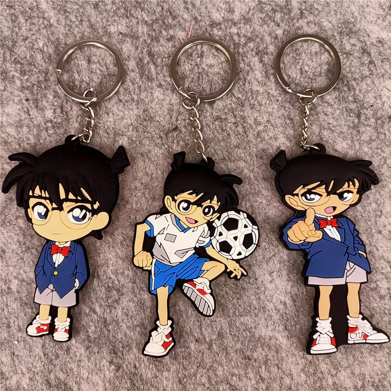 

Gift Packing Soft PVC KeyChains Detective Conan Key Holder Cell Phone Luggage Cartoon Figure Pendant Keyring for Anime Fans
