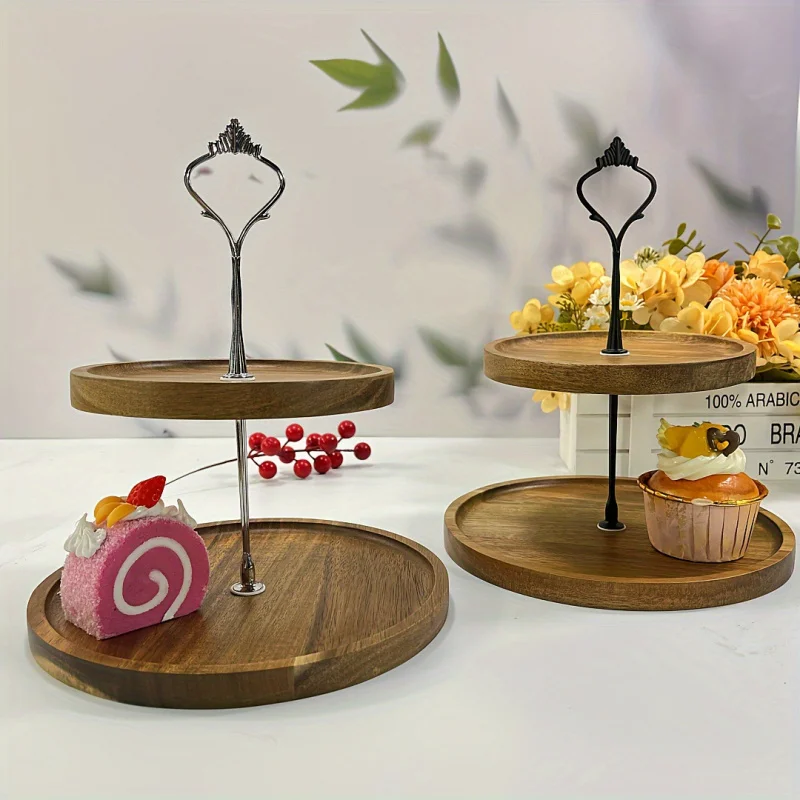 Винтажная тарелка для фруктов из акации мангиум домашняя витрина тортов