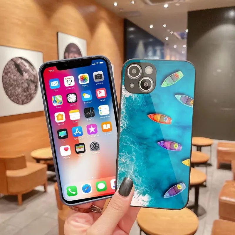 

Мексиканский чехол для телефона с изображением пляжа Канкун для iPhone 14 13 12 11 Pro Max X XR XS 8 7 Plus, чехол с жидким стеклом, защитный чехол