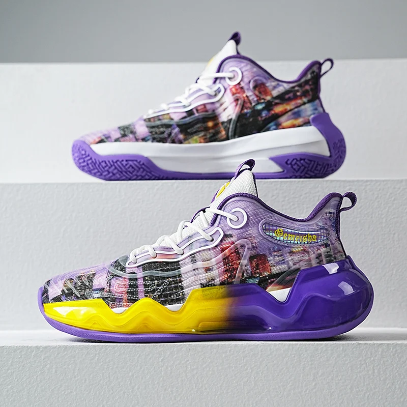 Brand Fashion High-top Sneakers Basketball Men Professional Chunky Sneakers for Men Trainers Breathable Mesh Sports Shoes Men