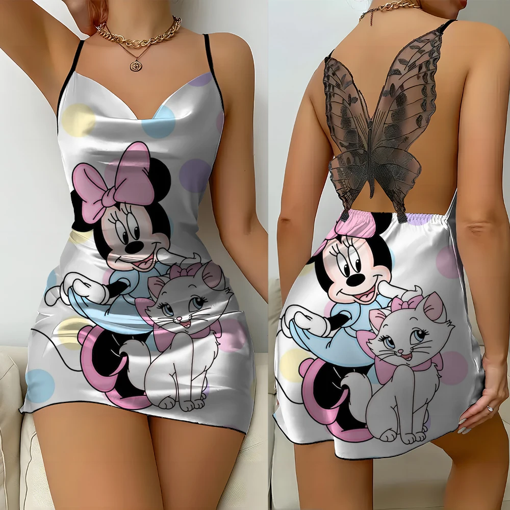 Модное кружевное платье на бретелях с Микки Маусом в новом стиле модная