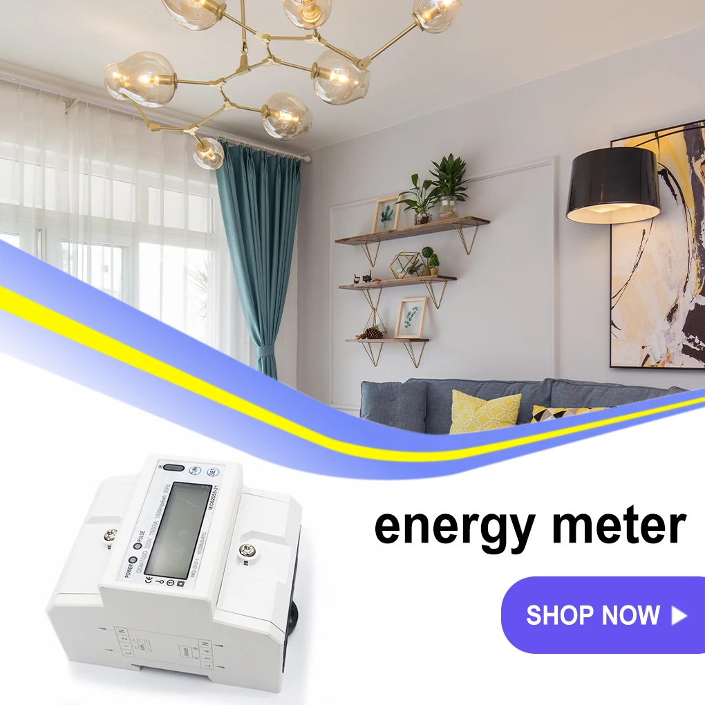 

Single Phase 2 Wire Energy Meter Removable LCD Display Double LED Remote Checking School Factory DIN Rail Watt Meter