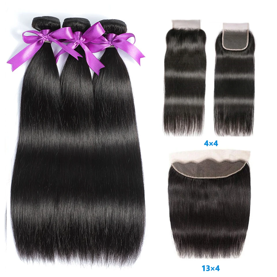 

Straight Bundles With Frontal Brazilian Human Hair Weave Bundles Remy Hair Straight Bundles Human Hair With Lace Closure
