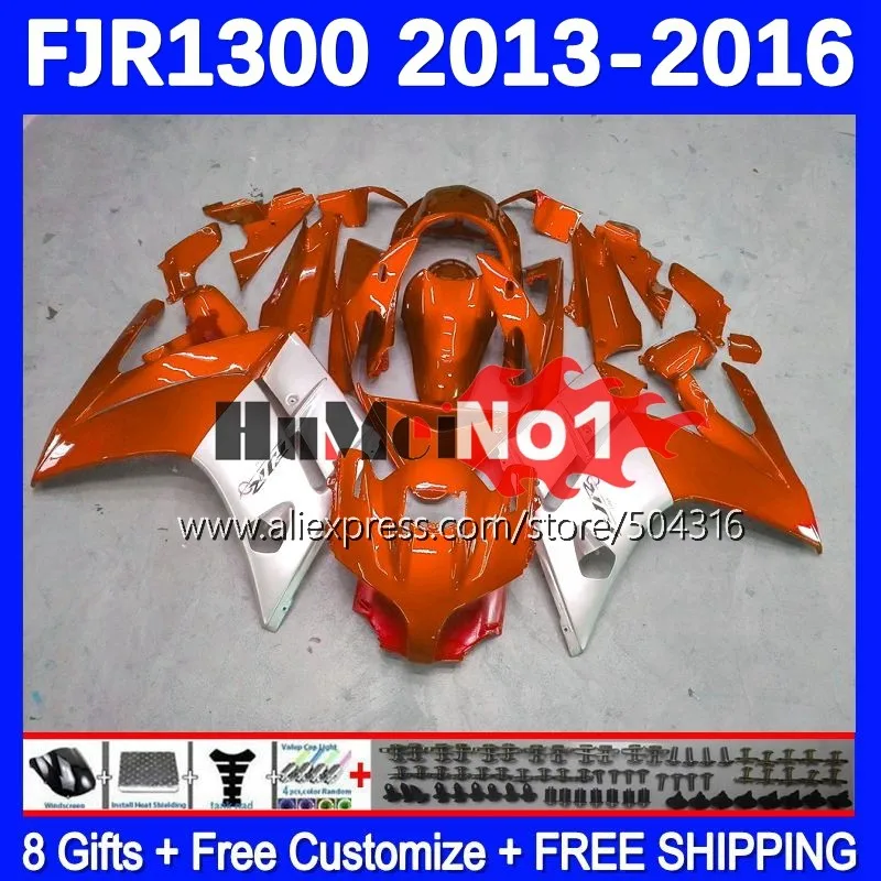 

Body For YAMAHA FJR1300A FJR-1300 FJR1300 13 14 15 16 160MC.68 FJR-1300A FJR 1300 A CC 2013 2014 2015 2016 Fairing Orange silver