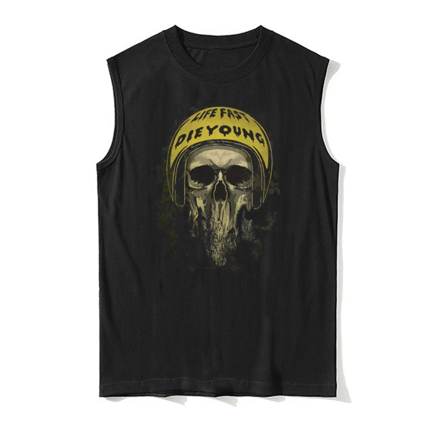 Забавный мотоцикл кафе-гонщик чоппер байкеры майка 100% хлопок жилет с круглым