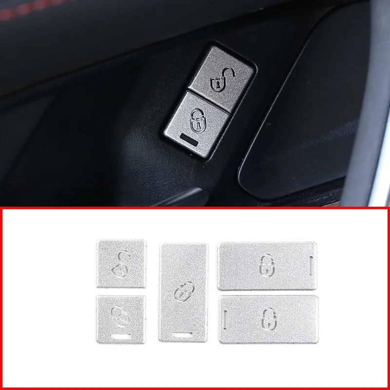 

For Land Rover Discovery Sport 2020 Car Accessories Inner Decoration Child Lock Button Sticker Silver 5 Piece Set